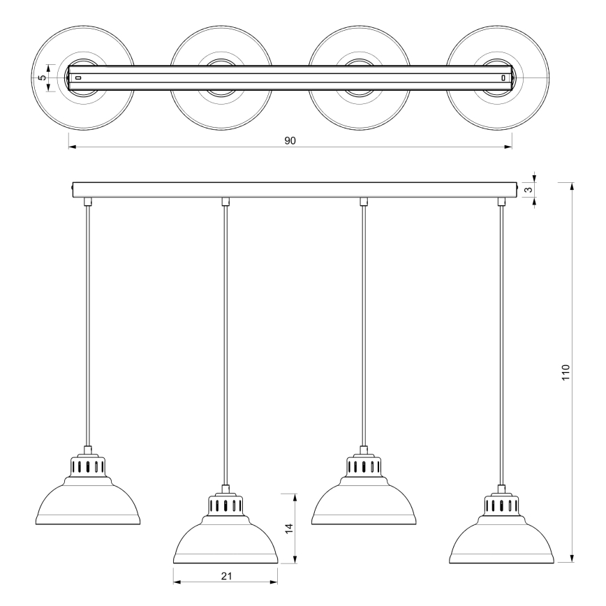 Lustră pe cablu SVEN 4xE27/15W/230V neagră