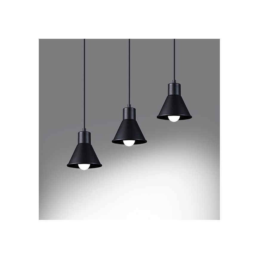 Lustră pe cablu TALEJA 3xE27/60W/230V neagră