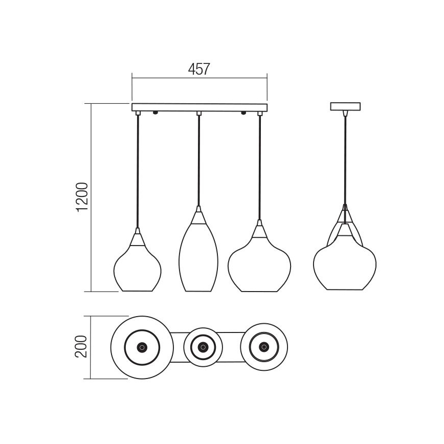 Lustră pe cablu TANNER 3xE14/28W/230V Redo 01-3193