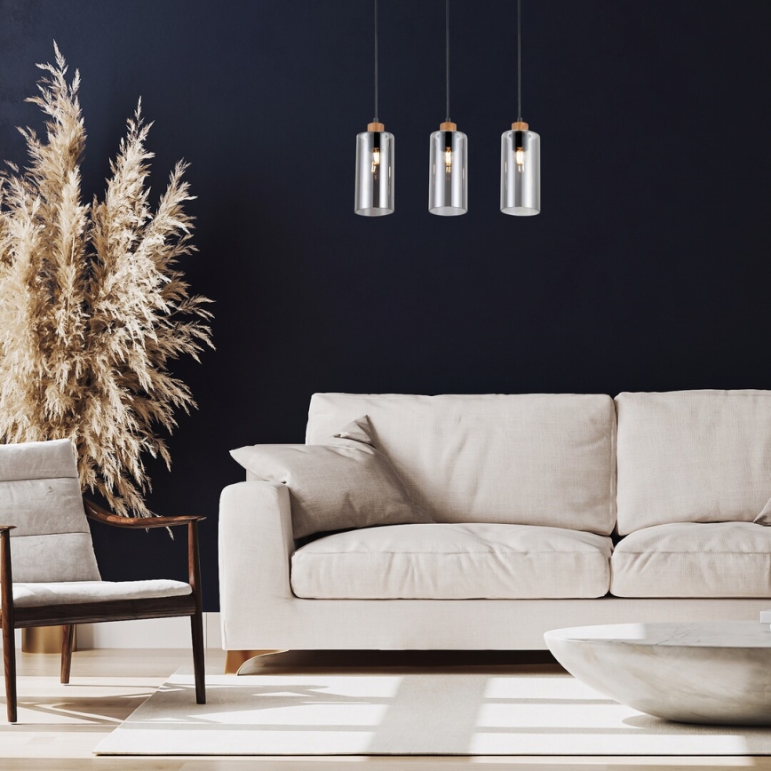 Lustră pe cablu 3xE27/25W/230V stejar Rabalux