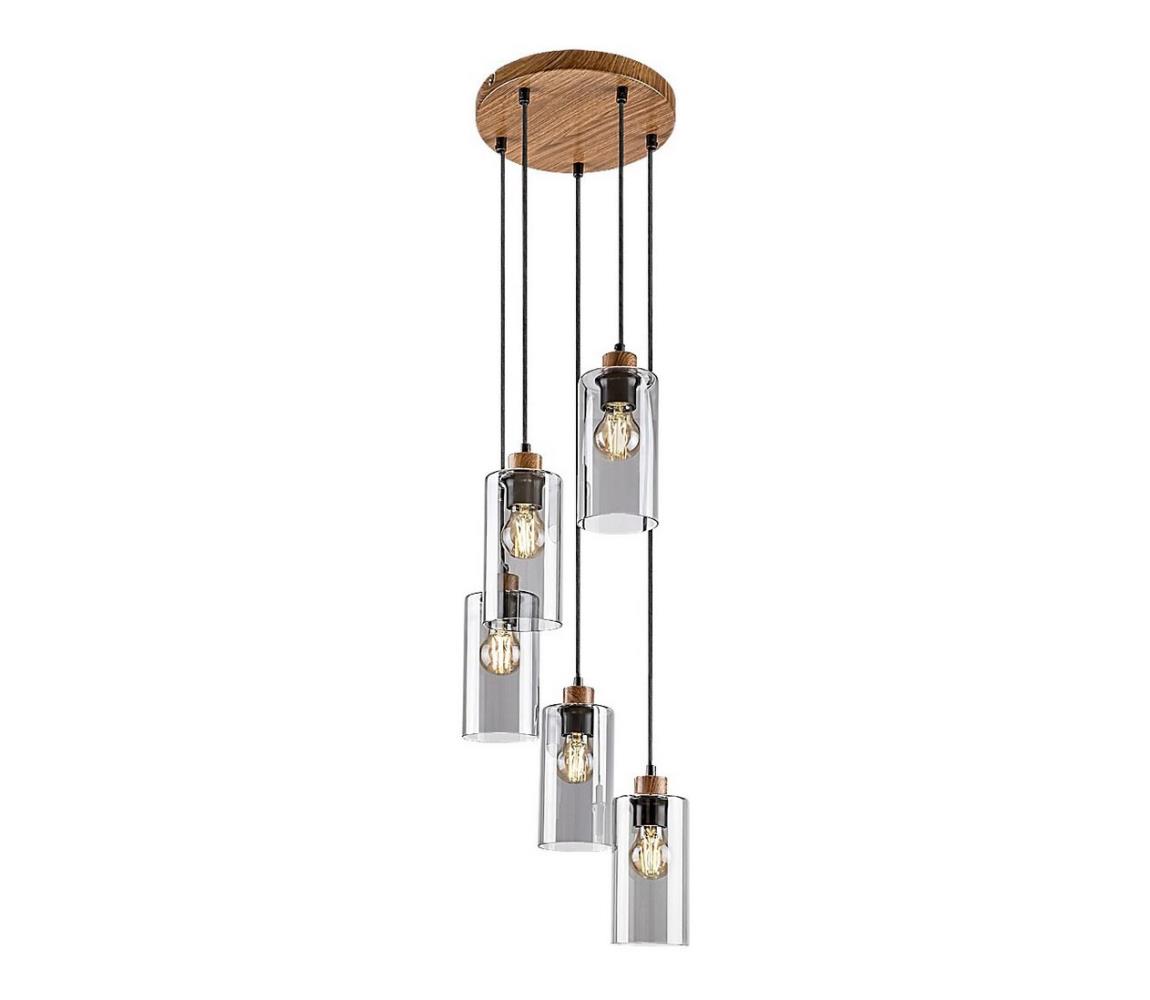 Lustră pe cablu TANNO 5xE27/25W/230V stejar Rabalux 72125