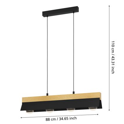 Lustră pe cablu 4xE27/40W/230V Eglo