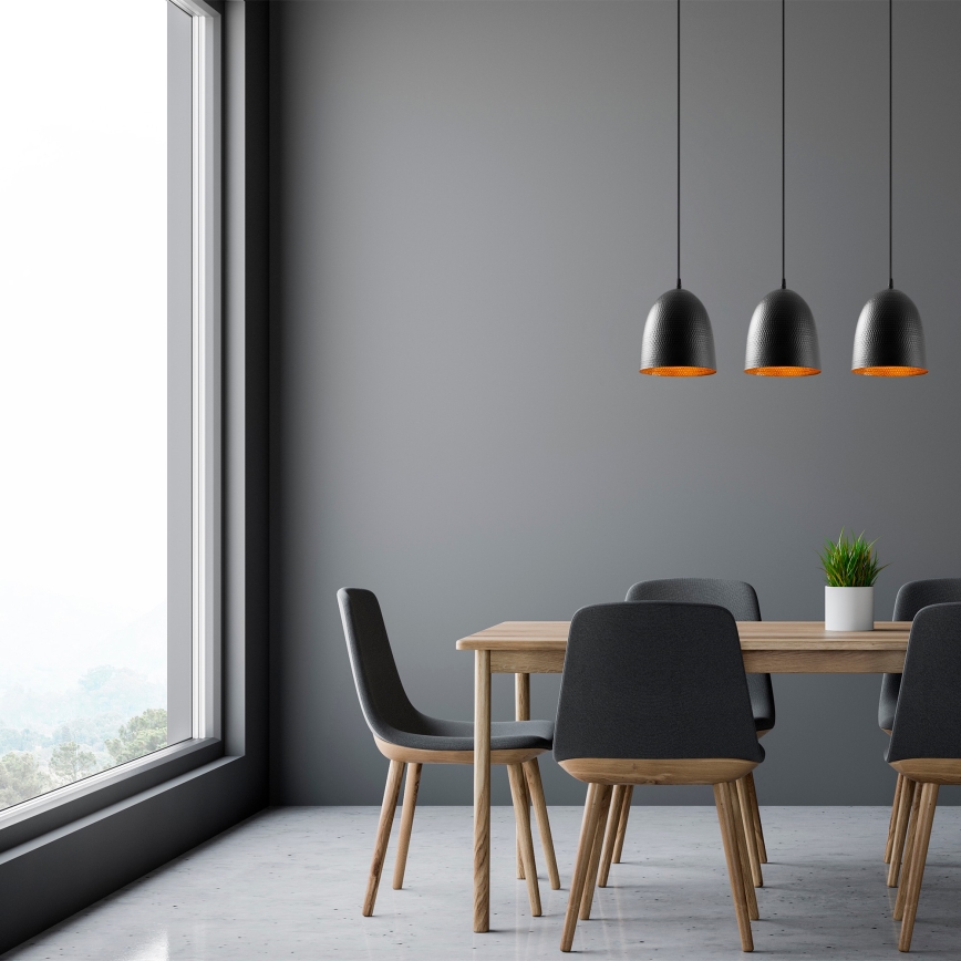 Lustră pe cablu TATTOO, 3xE27/40W/230V, neagră