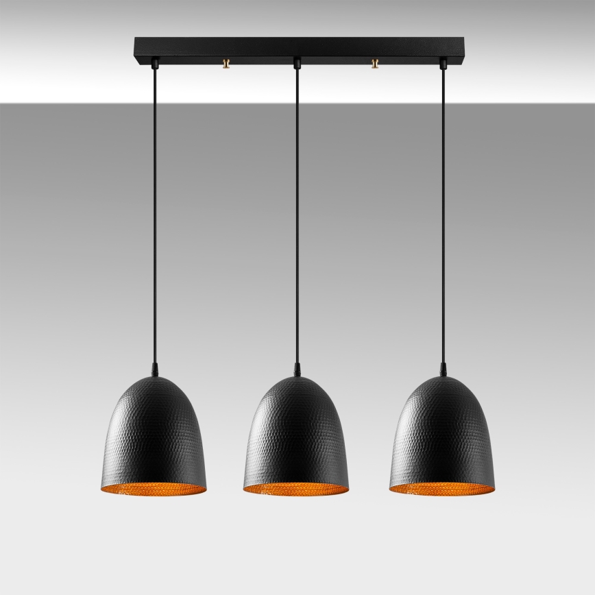 Lustră pe cablu TATTOO, 3xE27/40W/230V, neagră