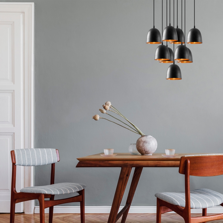 Lustră pe cablu TATTOO 9xE27/40W/230V neagră