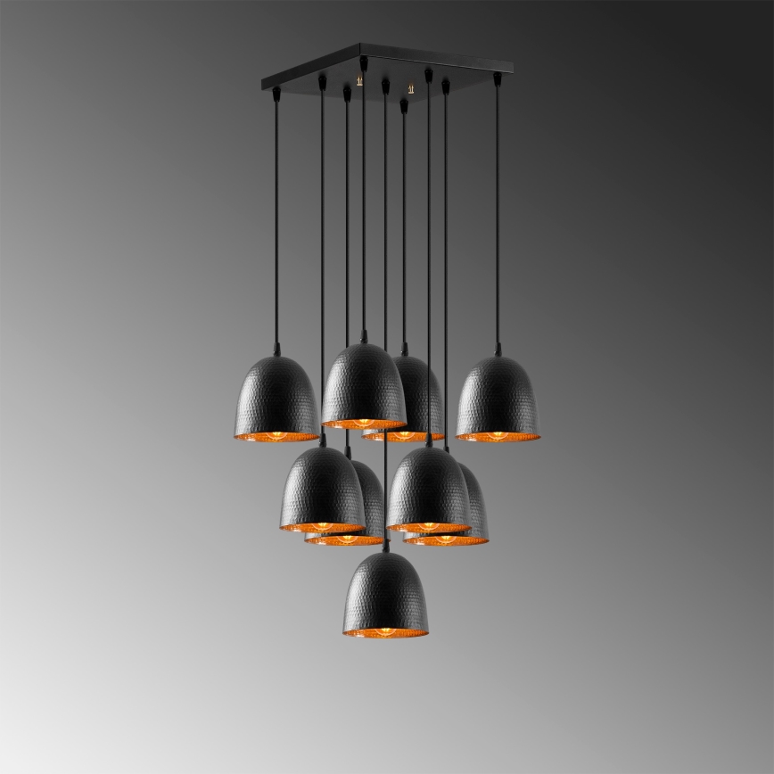 Lustră pe cablu TATTOO 9xE27/40W/230V neagră