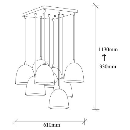 Lustră pe cablu TATTOO 9xE27/40W/230V neagră