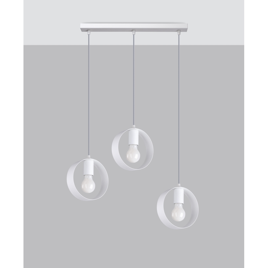 Lustră pe cablu TITRAN 3xE27/60W/230V albă