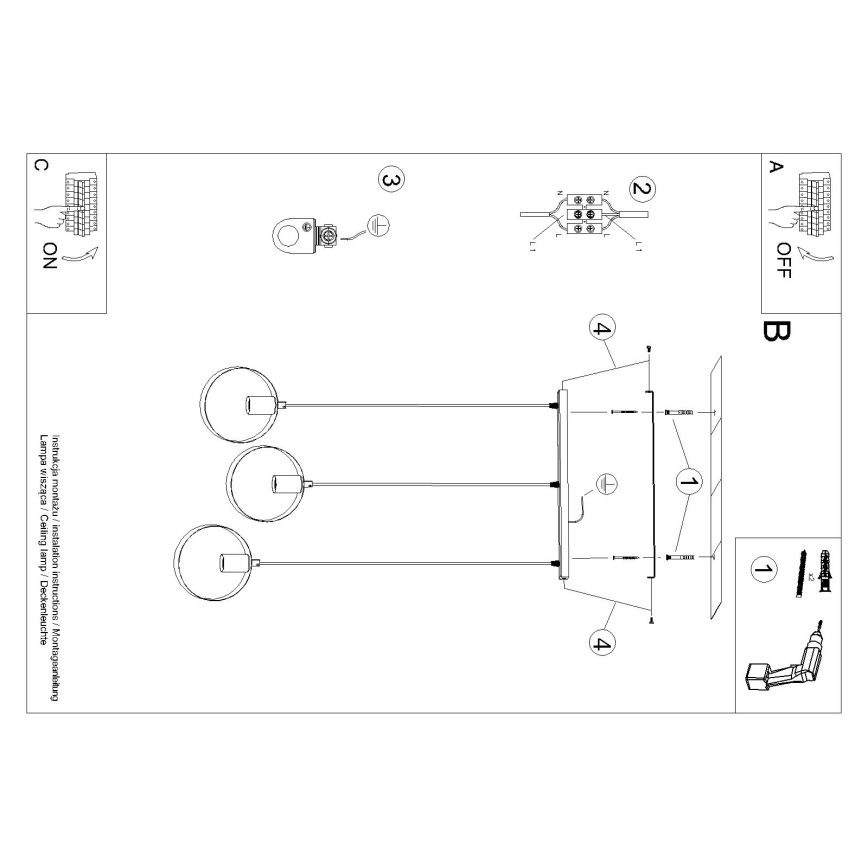 Lustră pe cablu TITRAN 3xE27/60W/230V albă
