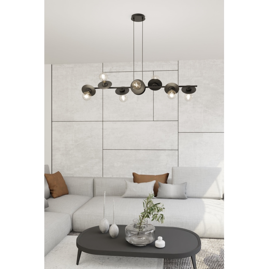 Lustră pe cablu TOKEN 8xE27/15W/230V negru