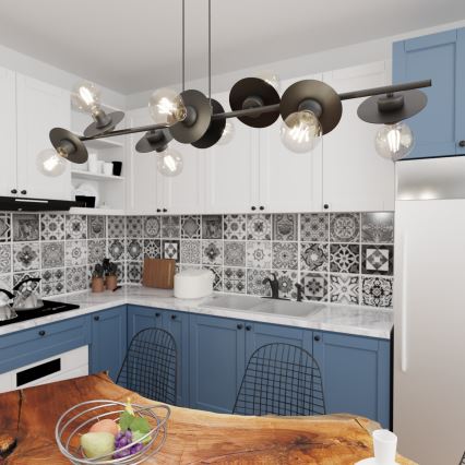 Lustră pe cablu TOKEN 8xE27/15W/230V negru