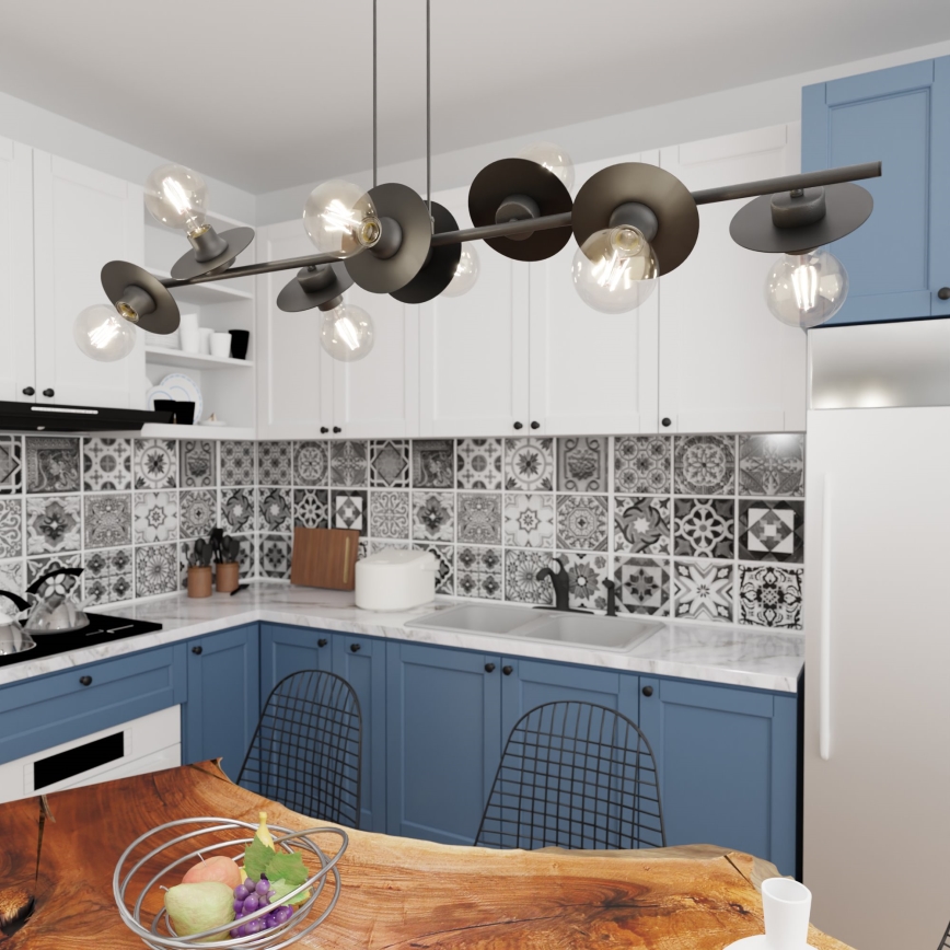 Lustră pe cablu TOKEN 8xE27/15W/230V negru