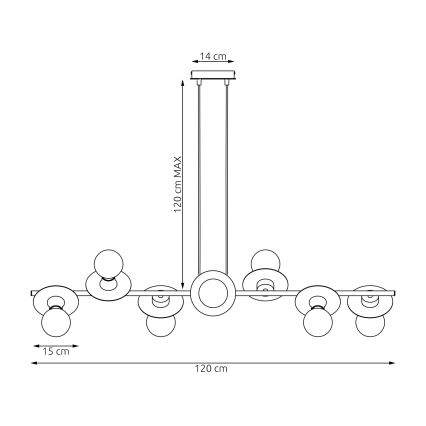 Lustră pe cablu TOKEN 8xE27/15W/230V negru