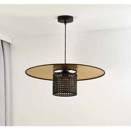 Lustră pe cablu TOKYO Duolla RATTAN 1xE27/15W/230V d. 50 cm auriu/negru