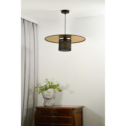 Lustră pe cablu TOKYO Duolla RATTAN 1xE27/15W/230V d. 50 cm auriu/negru