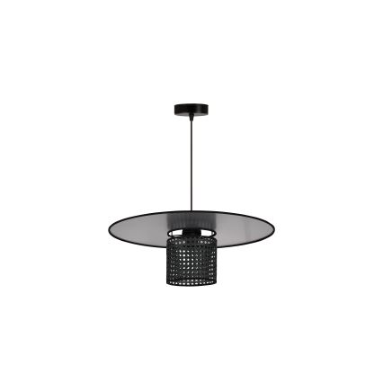 Lustră pe cablu TOKYO Duolla RATTAN 1xE27/15W/230V d. 50 cm negru/argintiu