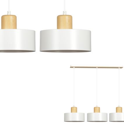 Lustră pe cablu TORIN 3xE27/15W/230V alb