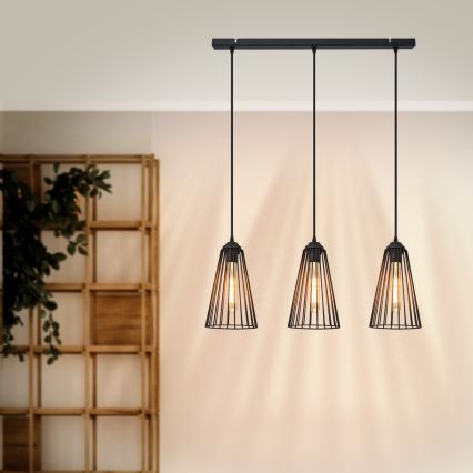 Lustră pe cablu TORRI 3xE27/15W/230V negru