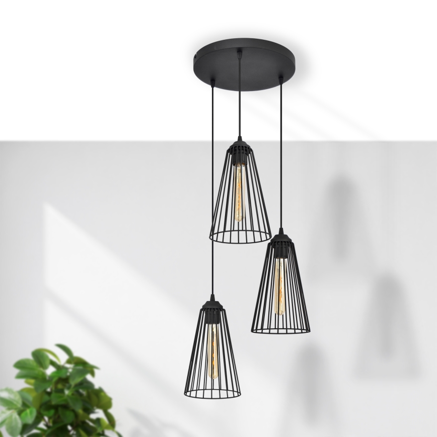 Lustră pe cablu TORRI 3xE27/15W/230V negru