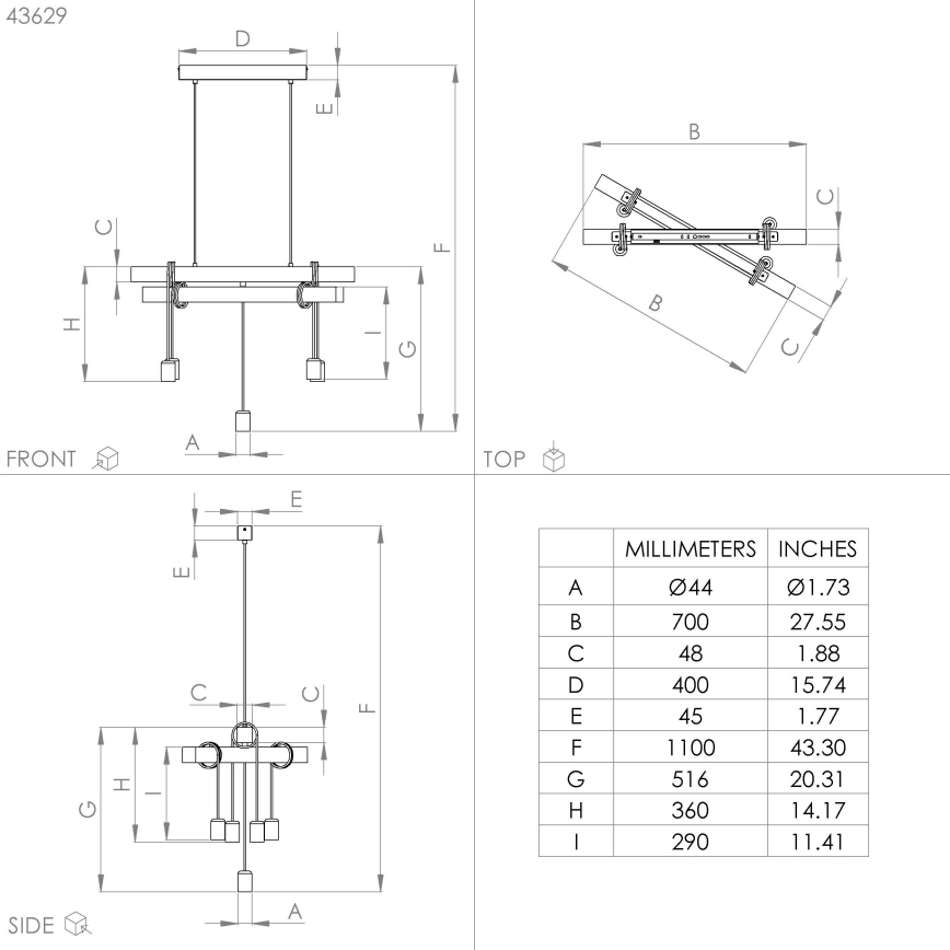 Lustră pe cablu TOWNSHEND 5xE27/60W/230V Eglo