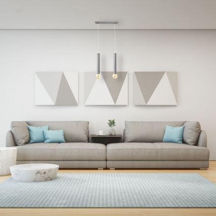 Lustră pe cablu TUBA 2xE27/15W/230V gri