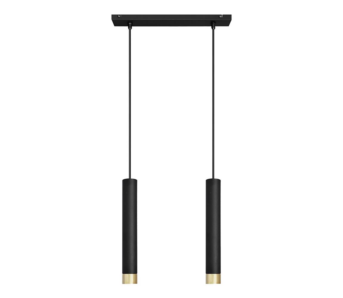 Lustră pe cablu TUBA 2xE27/60W/230V neagră/aurie