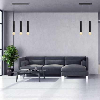 Lustră pe cablu TUBA 3xE27/15W/230V neagră