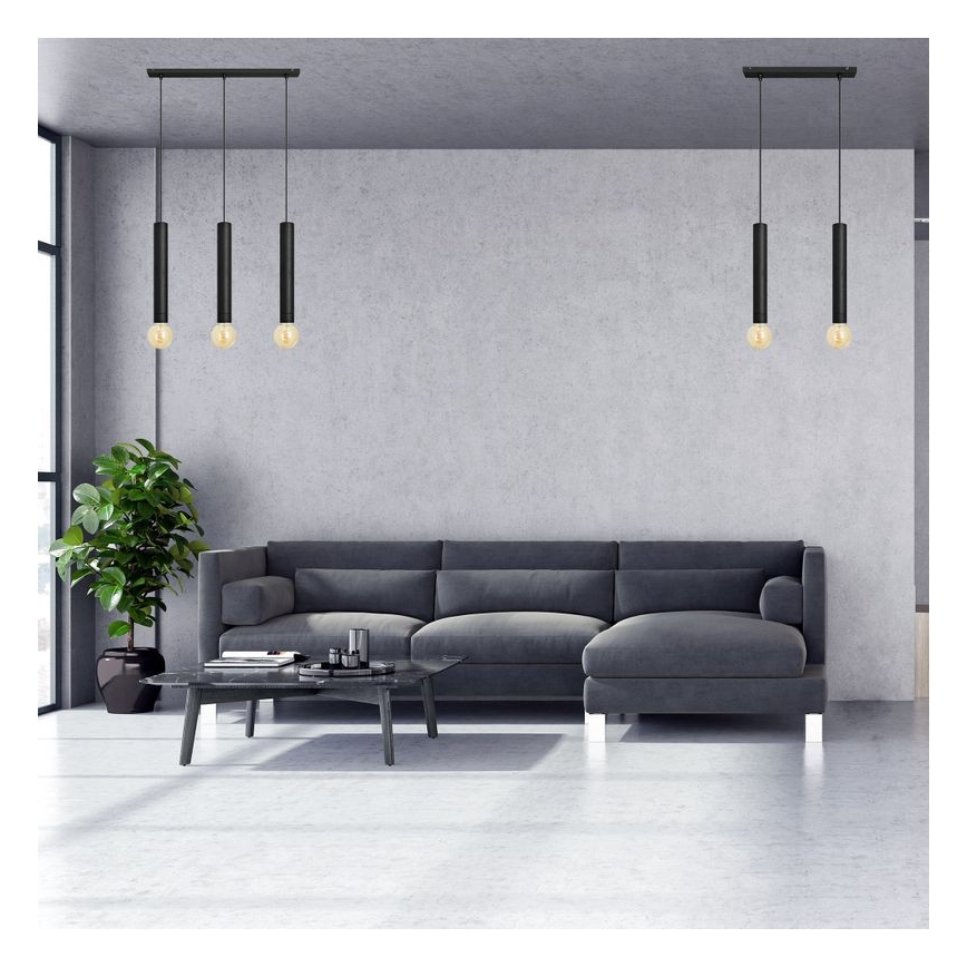 Lustră pe cablu TUBA 3xE27/15W/230V neagră