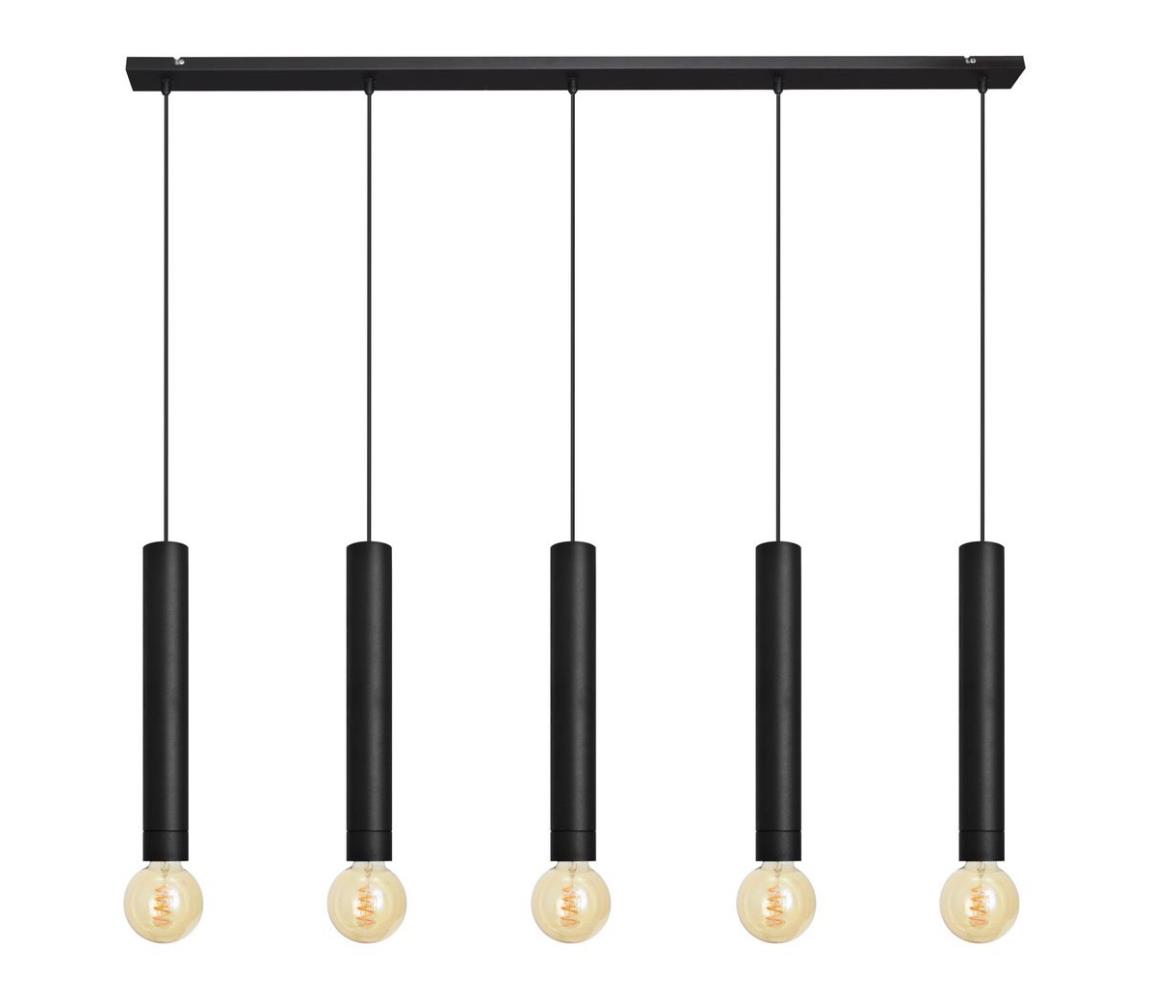 Lustră pe cablu TUBA 5xE27/60W/230V neagră