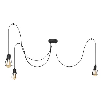 Lustră pe cablu TUBE 3xE27/15W/230V negru