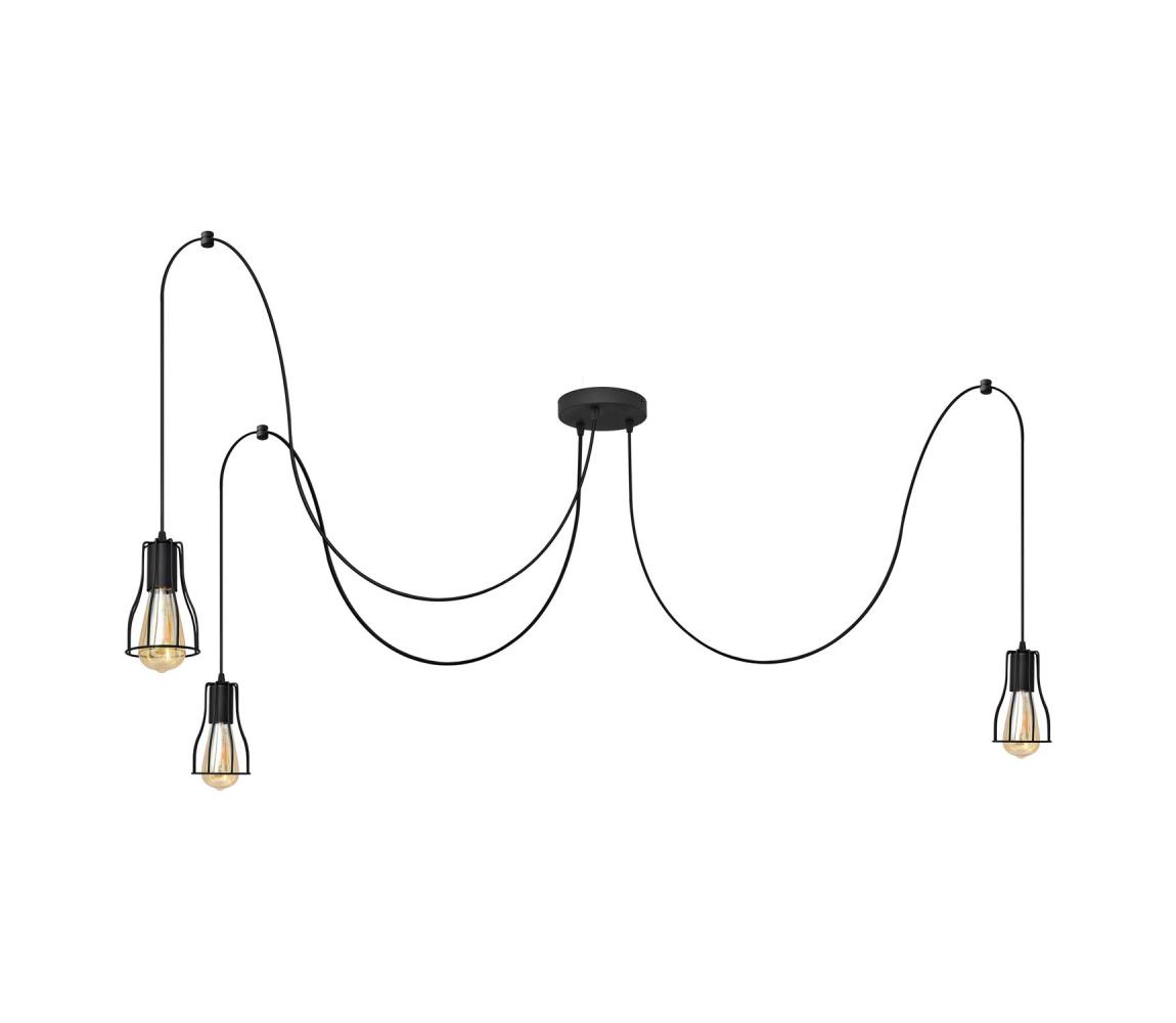 Lustră pe cablu TUBE 3xE27/15W/230V negru