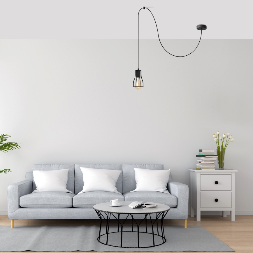 Lustră pe cablu TUBE LONG 1xE27/15W/230V negru