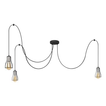 Lustră pe cablu TUBE LONG 3xE27/15W/230V negru/crom