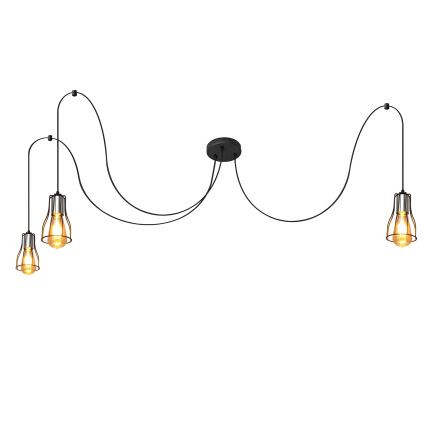 Lustră pe cablu TUBE LONG 3xE27/15W/230V negru/crom