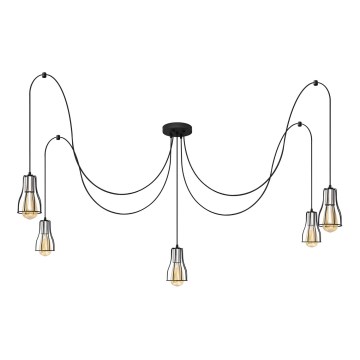 Lustră pe cablu TUBE LONG 5xE27/15W/230V negru/crom