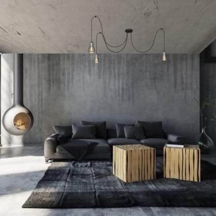 Lustră pe cablu TUBE LONG 5xE27/15W/230V negru/crom