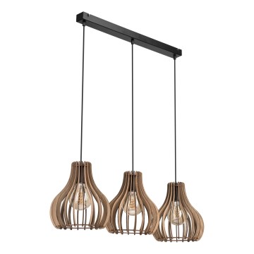 Lustră pe cablu TUCCI 3xE27/15W/230V stejar/negru