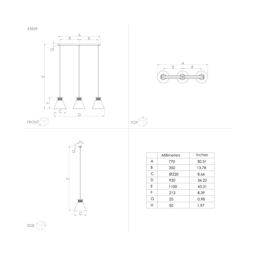 Lustră pe cablu 3xE27/40W/230V Eglo