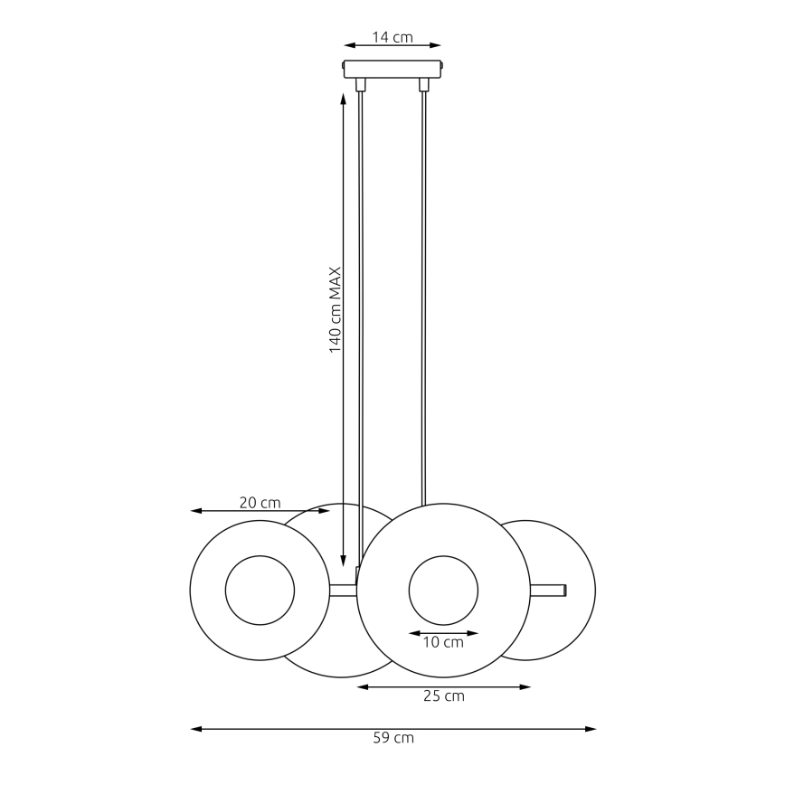 Lustră pe cablu UMBRA 4xG9/8W/230V neagră