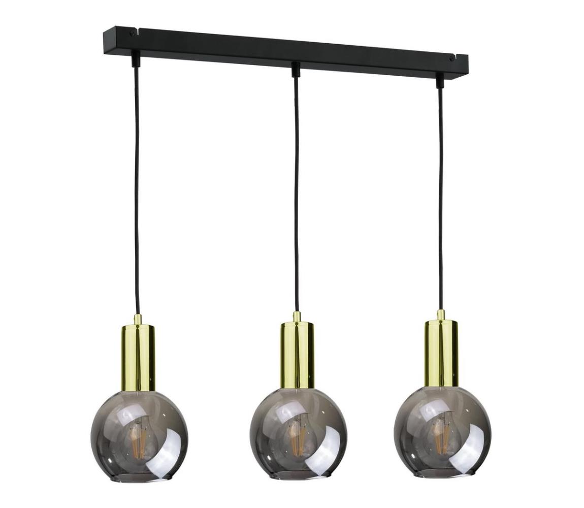 Lustră pe cablu UPRA 3xE27/60W/230V neagră/aurie