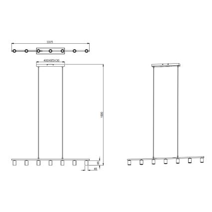 Lustră pe cablu VANNES 7xE27/40W/230V Reality