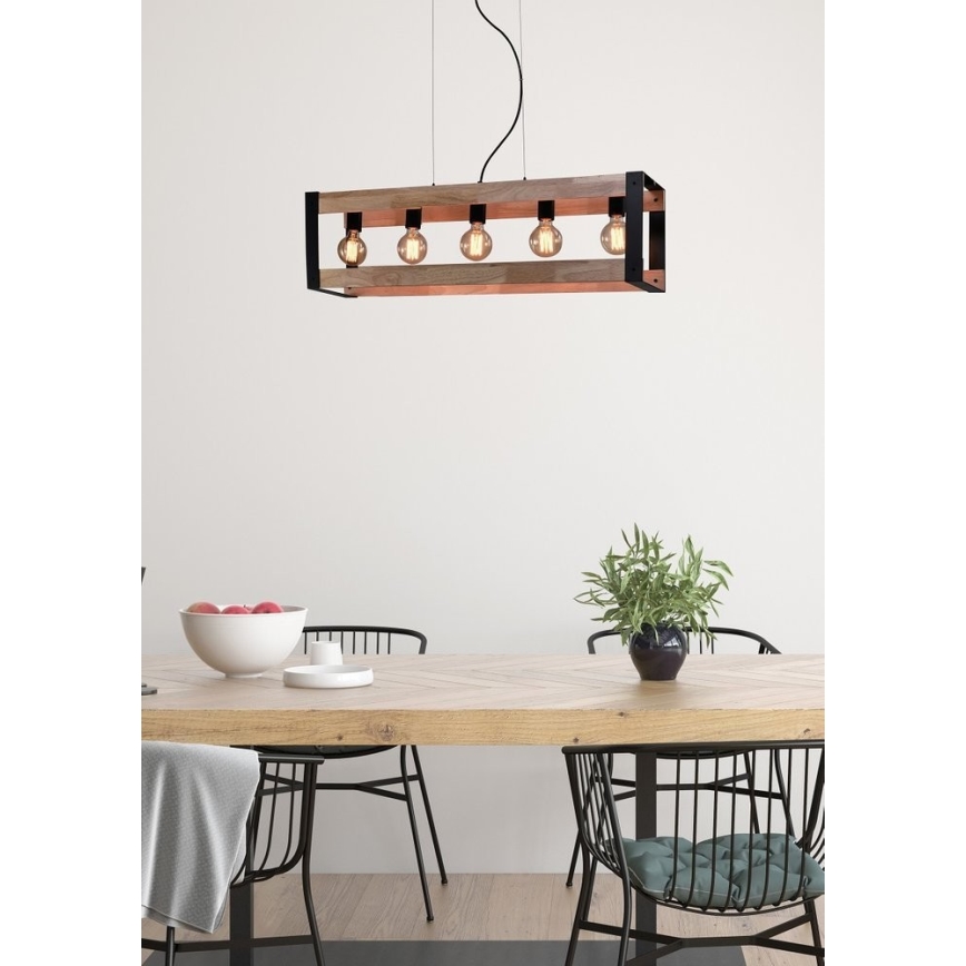 Lustră pe cablu VARNA 5xE27/40W/230V lemn