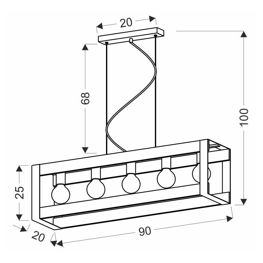 Lustră pe cablu VARNA 5xE27/40W/230V lemn
