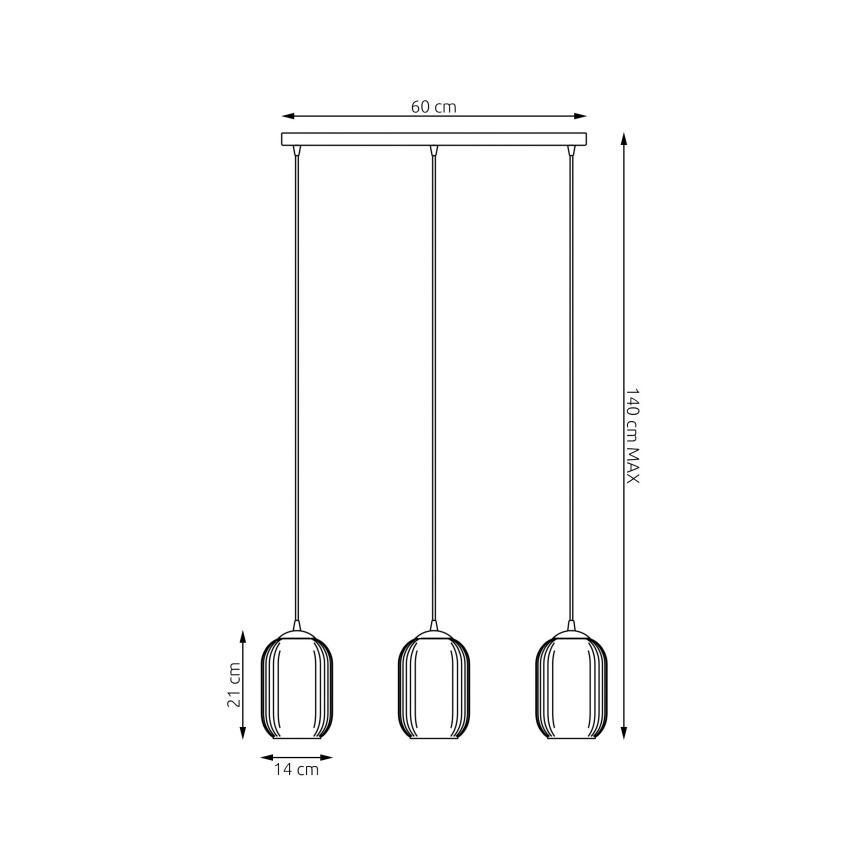 Lustră pe cablu VERDI 3xE27/15W/230V negru/gri/alb