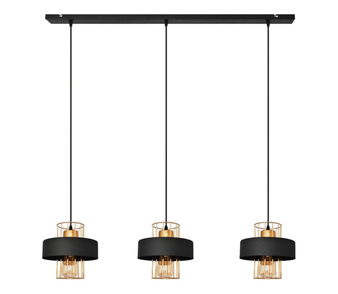 Lustră pe cablu VOLTA 3xE27/60W/230V neagră/aurie