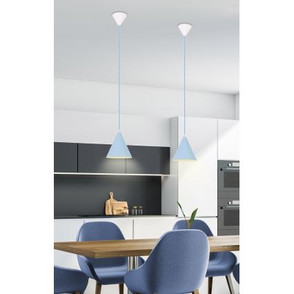 Lustră pe cablu VOSS 1xE27/40W/230V albastră/albă