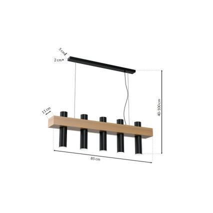 Lustră pe cablu WEST 5xGU10/25W/230V