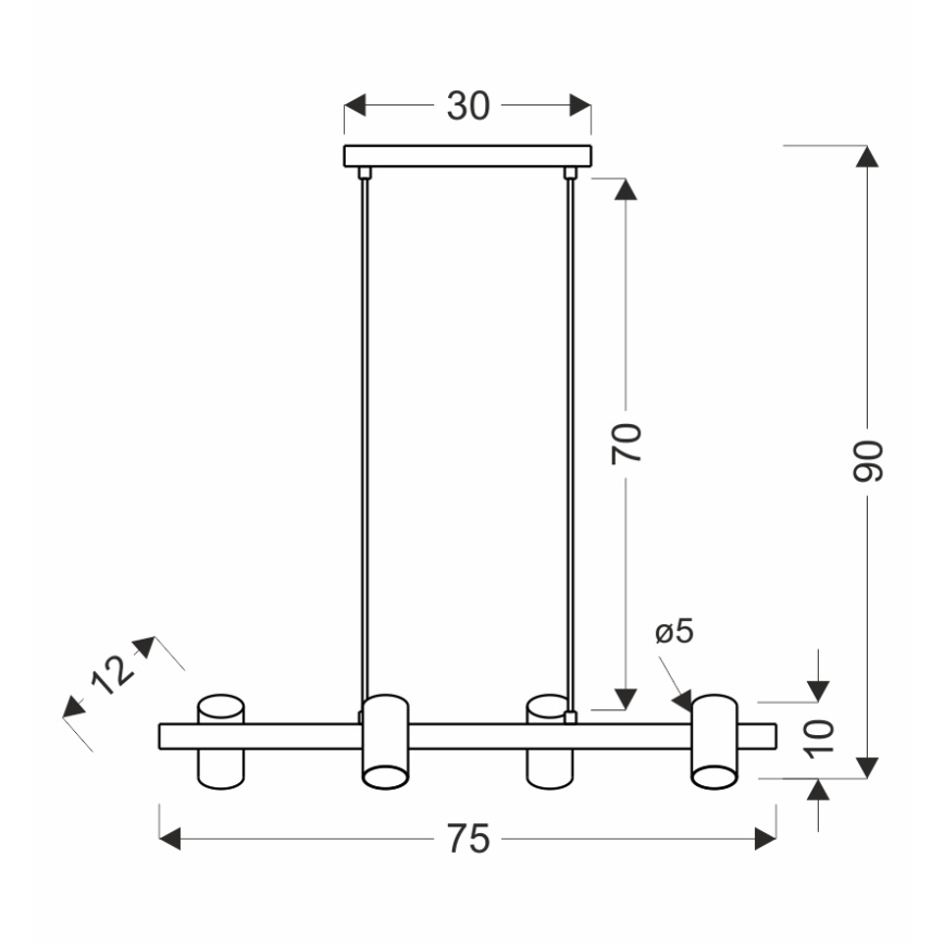 Lustră pe cablu XILO 4xGU10/25W/230V fag/alb