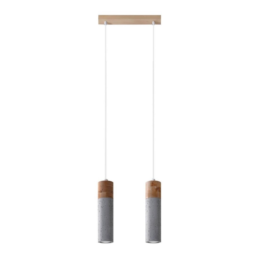 Lustră pe cablu ZANE 2xGU10/40W/230V beton/lemn