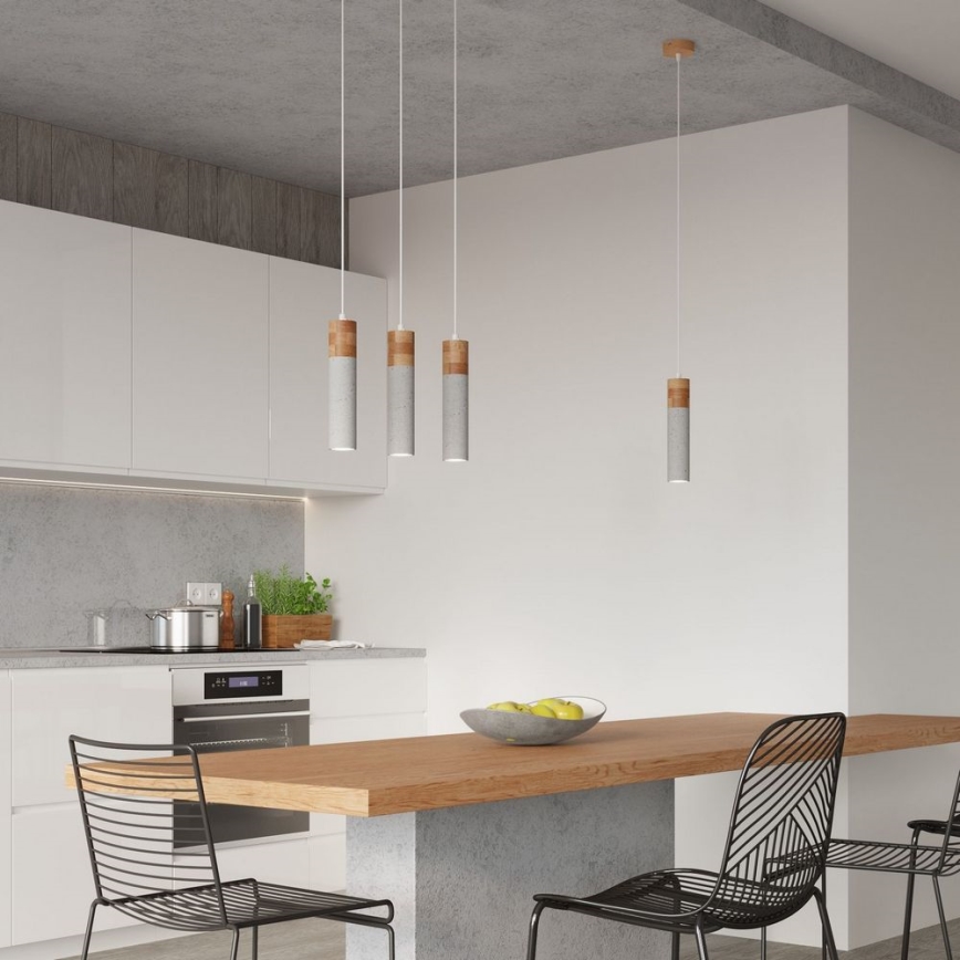 Lustră pe cablu ZANE 2xGU10/40W/230V beton/lemn